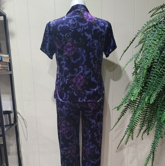 VTG California Dynasty Purple Floral Pajamas Set Women’s Sz M - Picture 7 of 15